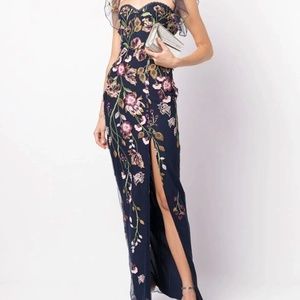 Marchesa Notte - Off Shoulder Embroidered Tulle Gown